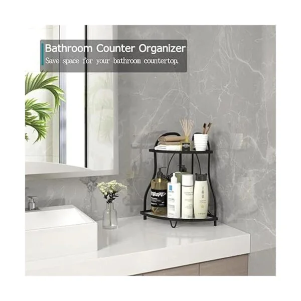 Organizador de fregadero de baño esquinero de 2 niveles_2