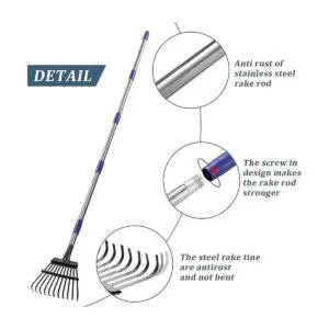 Rastrillo de hojas para jardinería rastrillo de jardín_6