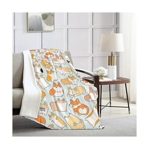 COLLA Manta Corgi para niños y adultos bonita manta de_2
