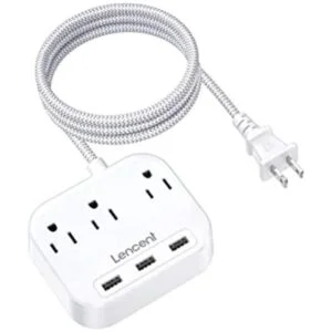 LENCENT Regleta de alimentación de 2 puntas adaptador de_1