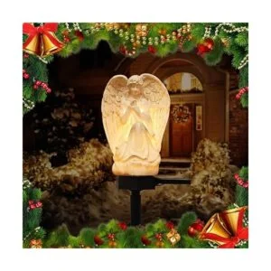 Decoración solar de jardín de ángel guardián luz de_3