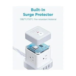 Regleta de alimentación con enchufe plano USB Baykul cubo_6