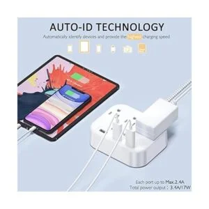 LENCENT Regleta de alimentación de 2 puntas adaptador de_3