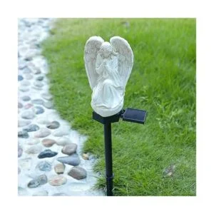 Decoración solar de jardín de ángel guardián luz de_5