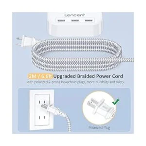 LENCENT Regleta de alimentación de 2 puntas adaptador de_4