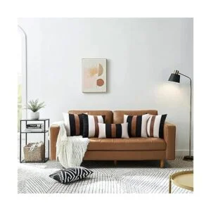 JASEN Juego de 2 fundas de almohada de piel sintética y_7