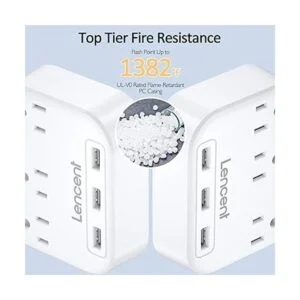 LENCENT Regleta de alimentación de 2 puntas adaptador de_5