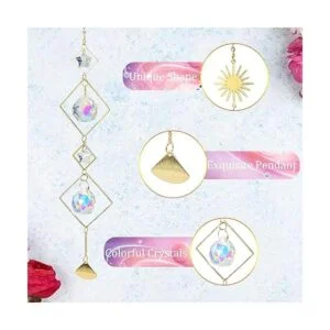 Atrapa solar colgante de 6 piezas de cristales coloridos_3