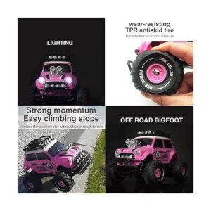 Coche de control remoto para niñas coche RC rosa de 2.4_3