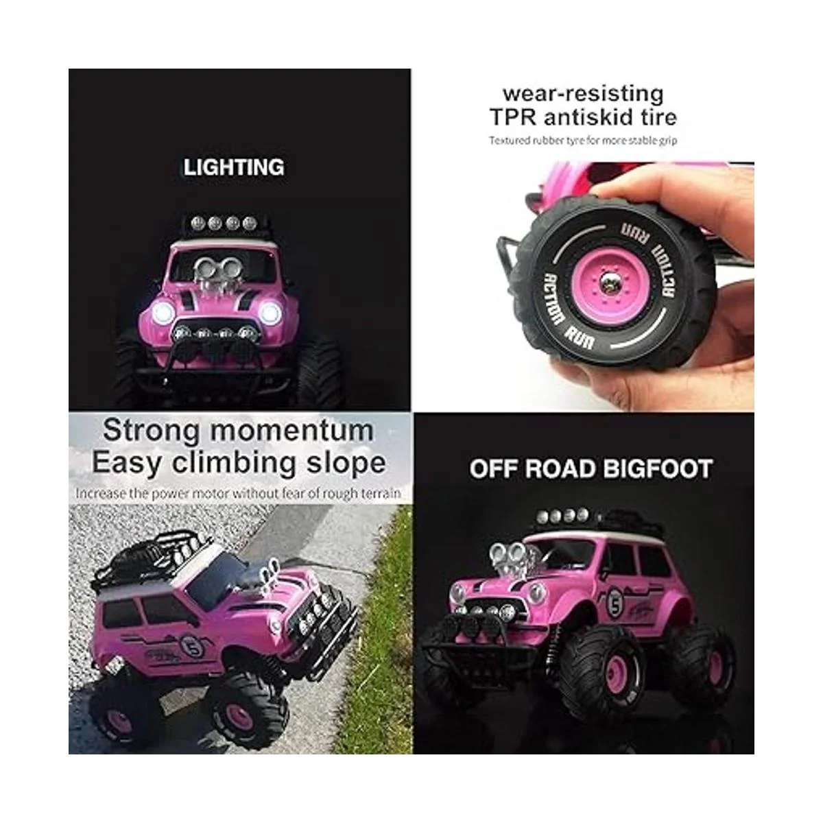 Coche de control remoto para niñas coche RC rosa de 2.4_3