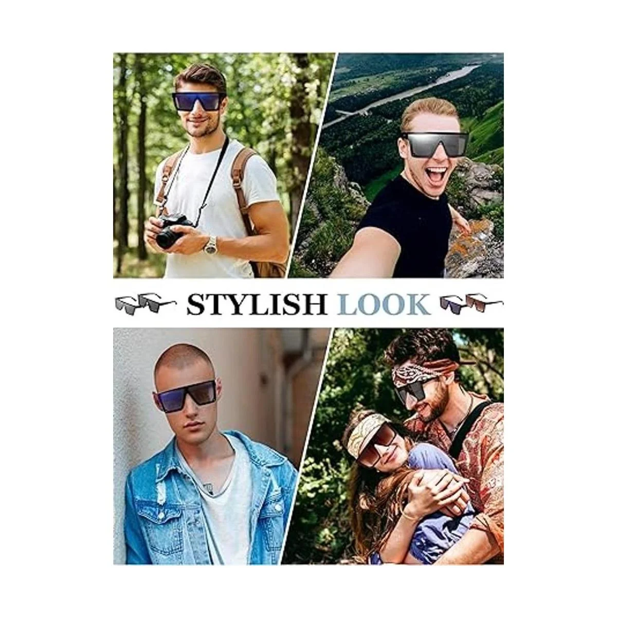 4 pares de gafas de sol de gran tamaño con parte superior_5