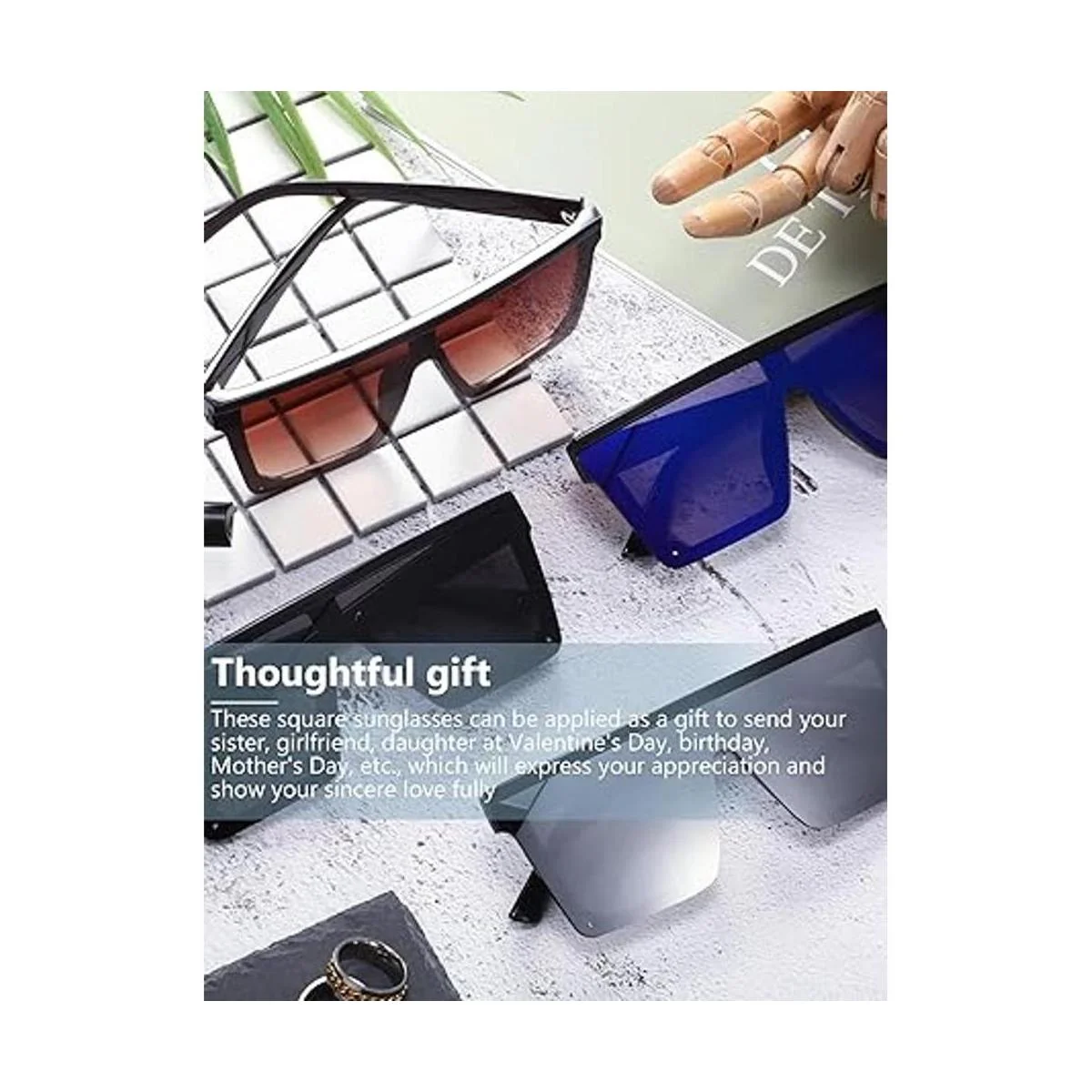 4 pares de gafas de sol de gran tamaño con parte superior_4