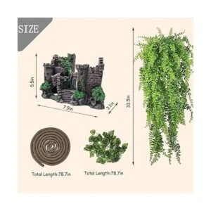 PINVNBY Castillo clásico de resina para reptiles hábitat_3