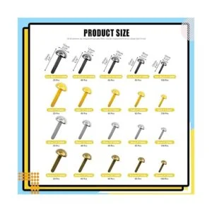 Mardatt t Juego de 1200 piezas de 5 tamaños de mini brads_2