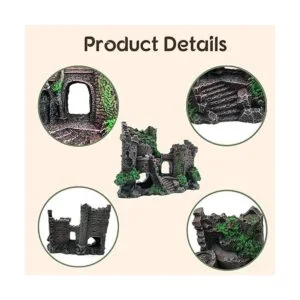 PINVNBY Castillo clásico de resina para reptiles hábitat_4