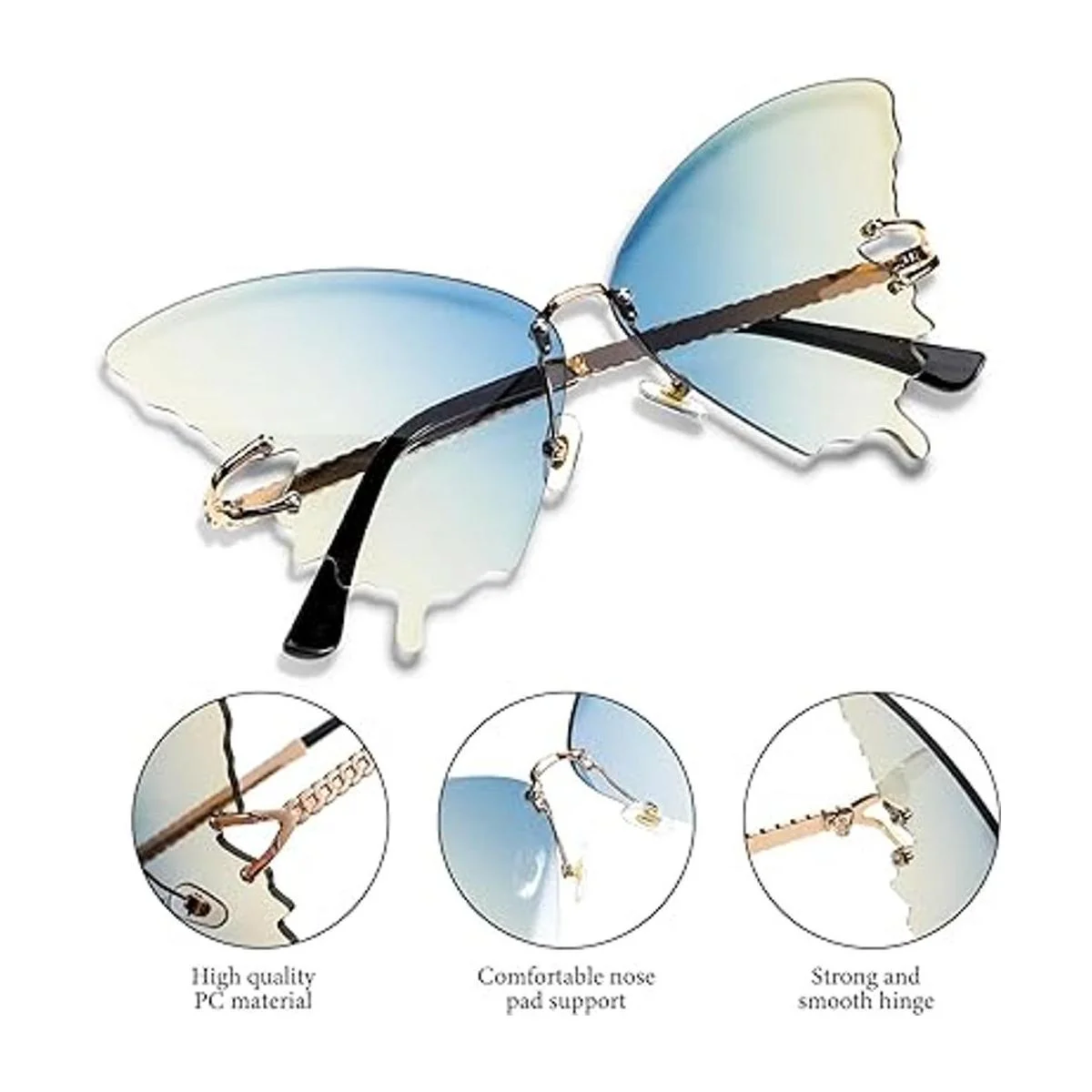 6 pares de lentes de sol sin montura de mariposa vintage_3