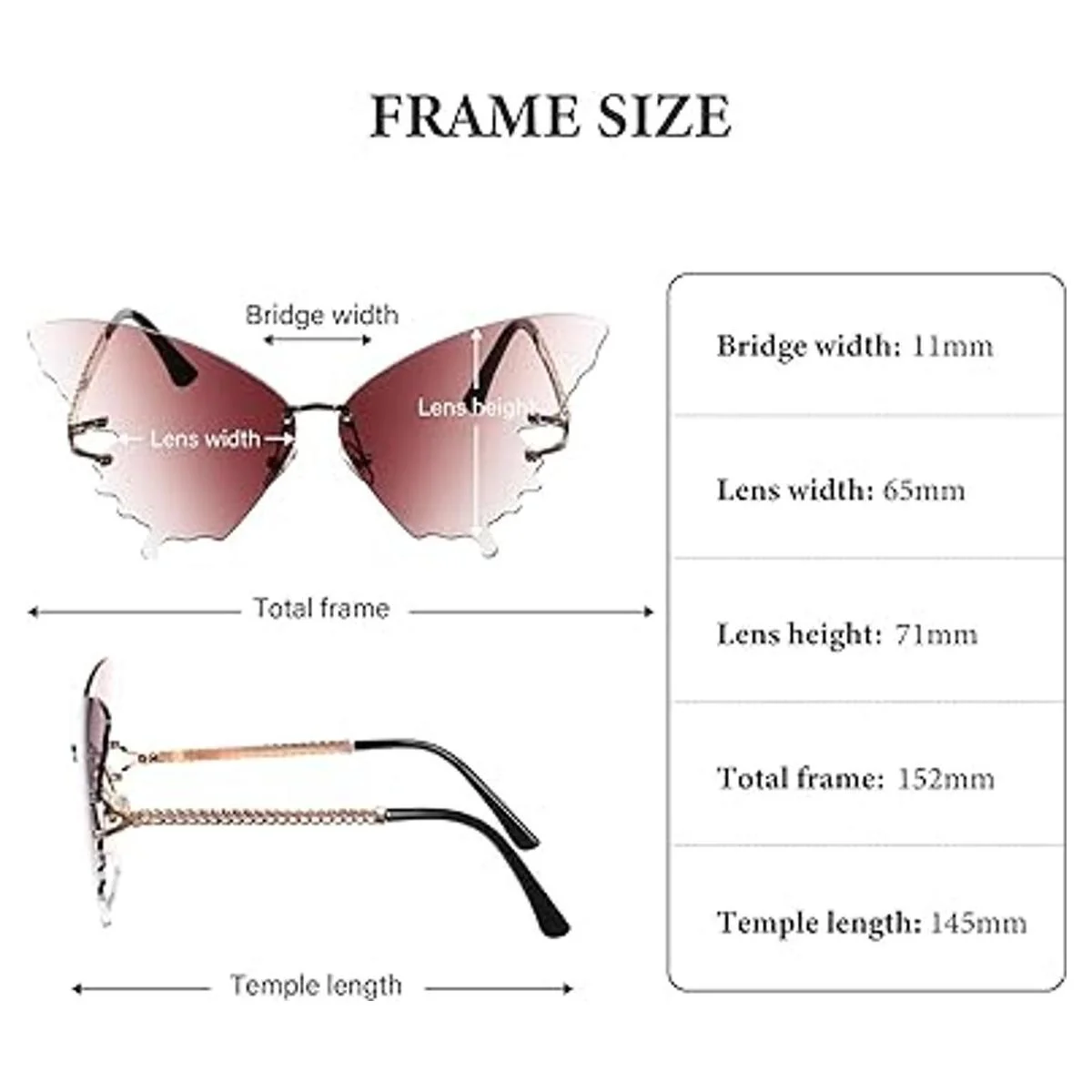 6 pares de lentes de sol sin montura de mariposa vintage_2