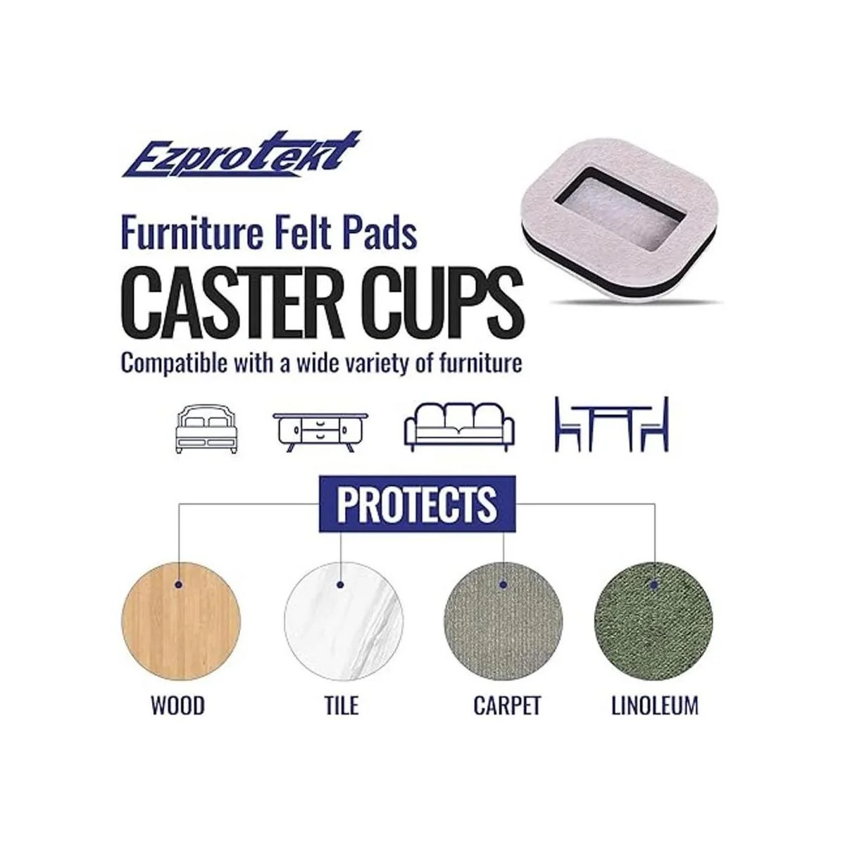 Ezprotekt Copas giratorias de fieltro almohadillas de_4