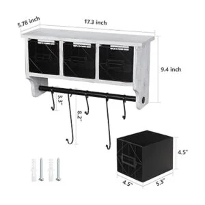 Butizone Perchero rústico montado en la pared con ganchos_6