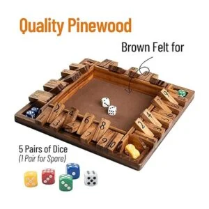Funliktod Juego de dados clásicos de madera para 1 a 4_5