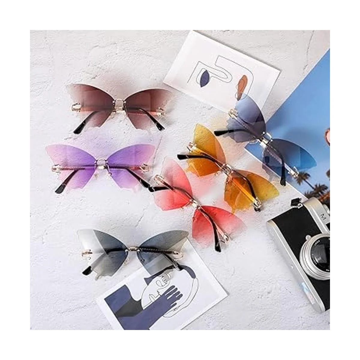 6 pares de lentes de sol sin montura de mariposa vintage_4