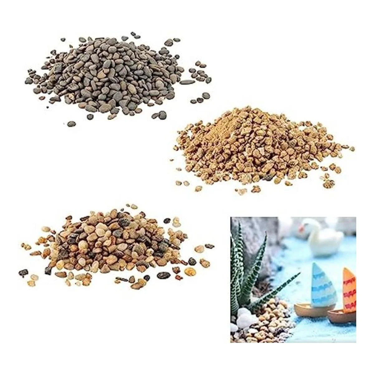 Juego de 3 piezas de madera de guijarros de roca en_1