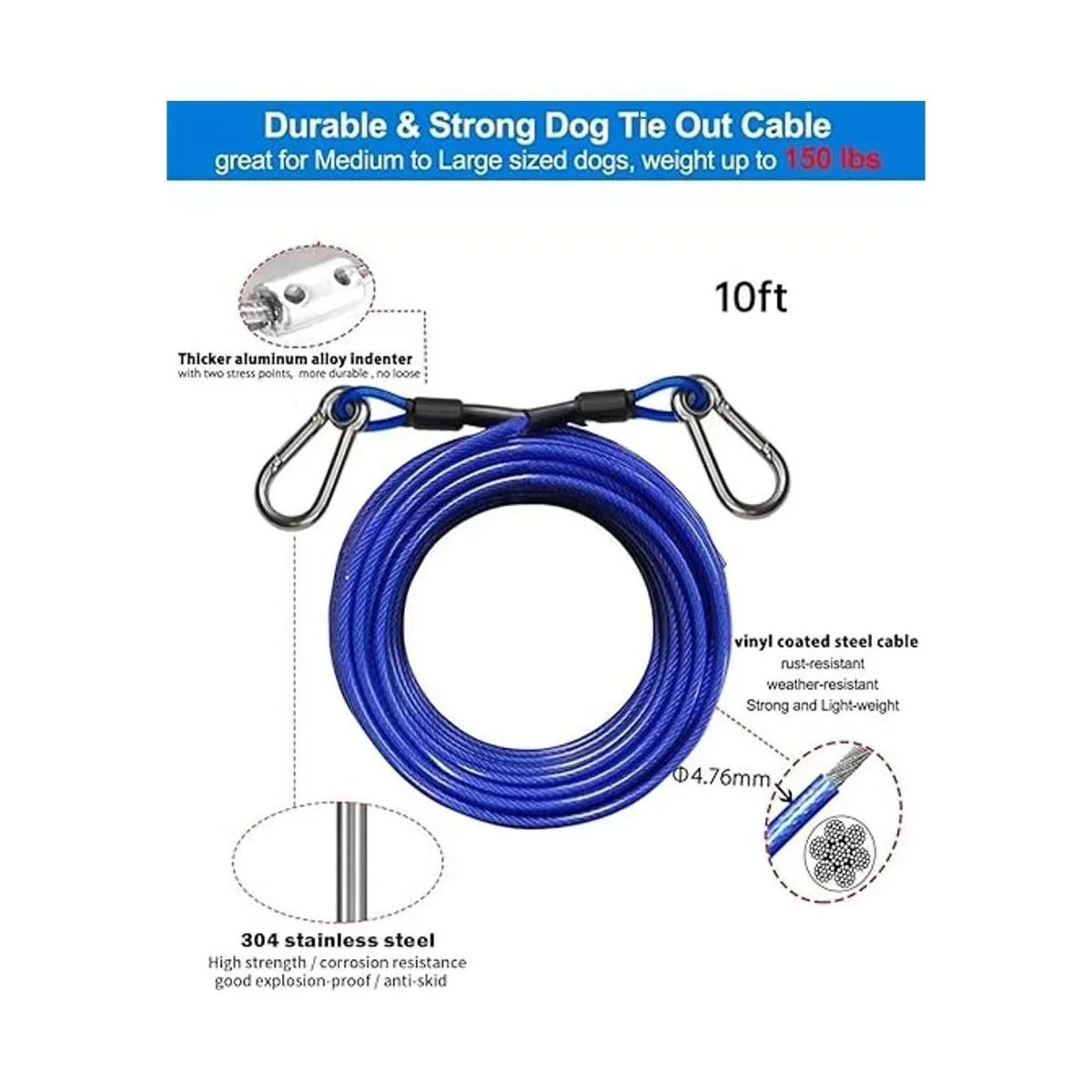 Cable de amarre y estaca para perros accesorios para_4