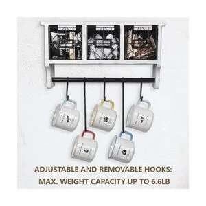 Butizone Perchero rústico montado en la pared con ganchos_4