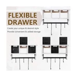 Butizone Perchero rústico montado en la pared con ganchos_5