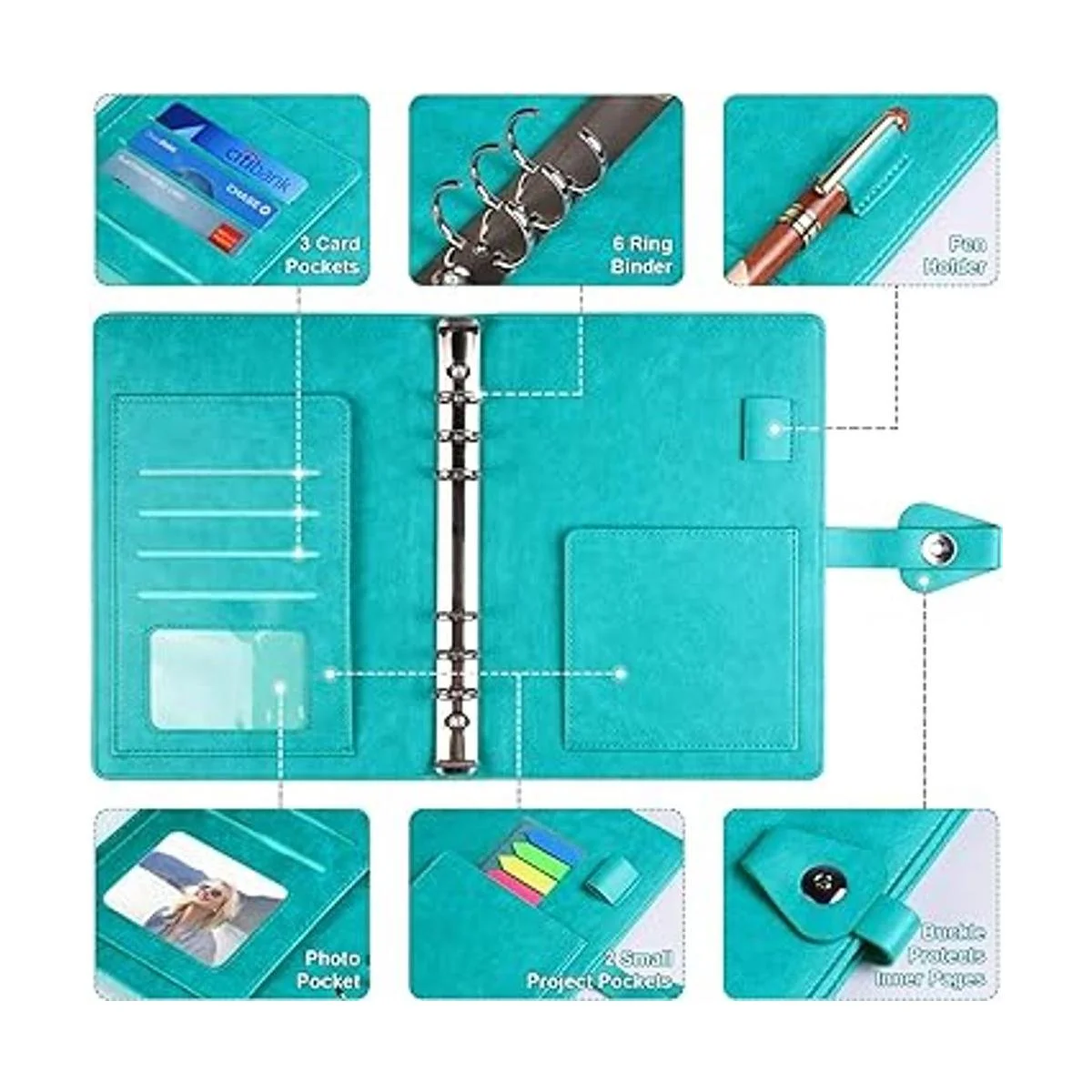 Cuaderno de carpeta A5 rellenable organizador de 6_3