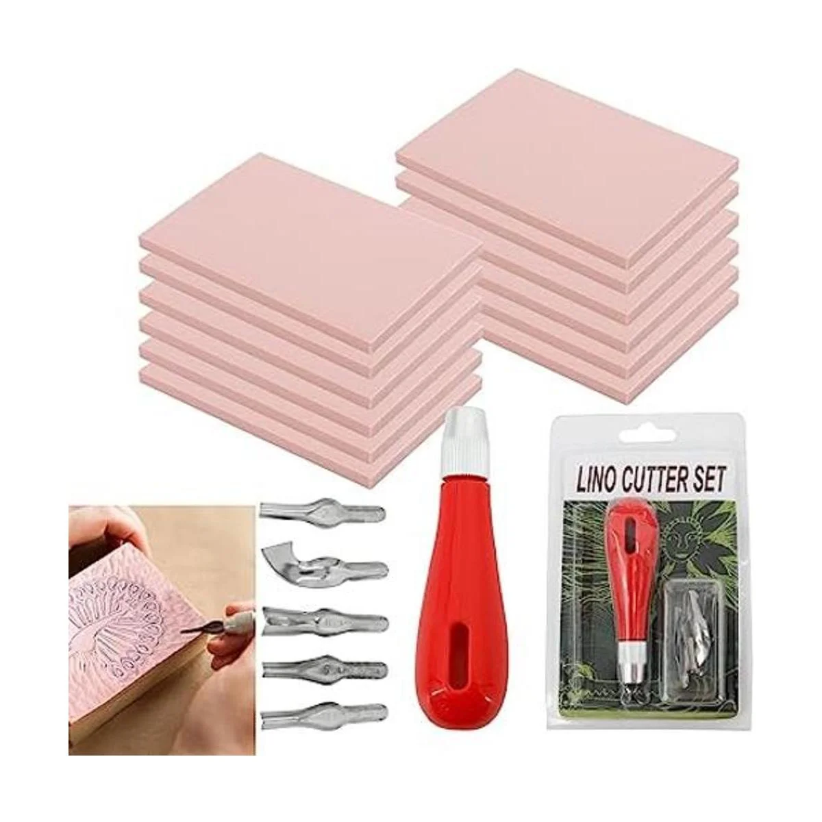 WerkWeit 12 piezas Bloques de tallado de goma con_1