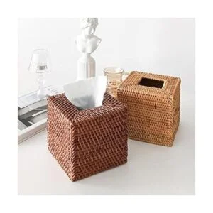 Funda para caja de pañuelos de ratán natural tejido_7