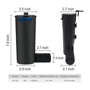 PULACO Filtro interno de acuario de 3 a 20 galones para_4