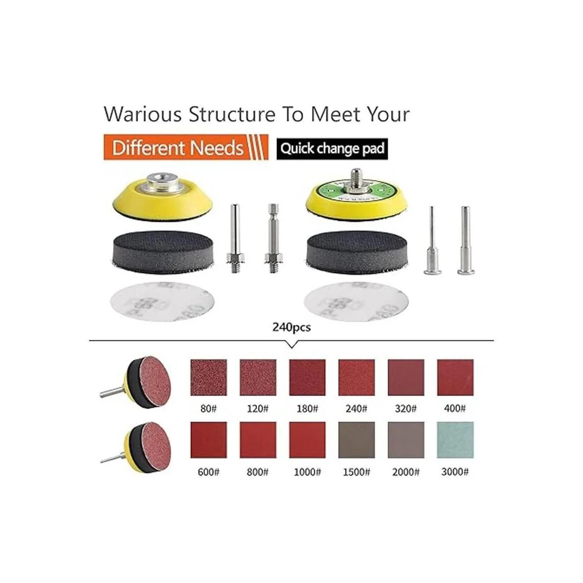Tshya Juego de 240 discos de lijado de 2 pulgadas para_2