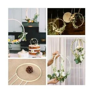 Paquete de 12 arracadas florales de bambú de madera_4