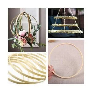 Paquete de 12 arracadas florales de bambú de madera_5