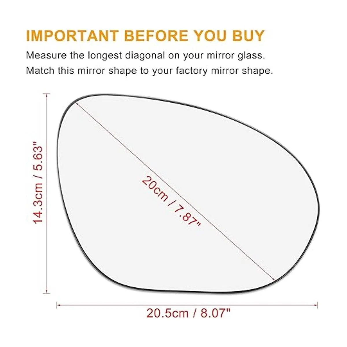 X AUTOHAUX Espejo retrovisor de coche de repuesto con_3