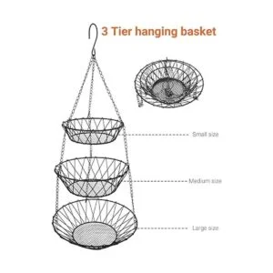 WILLIZTER Cesta colgante de 3 niveles con ganchos_7