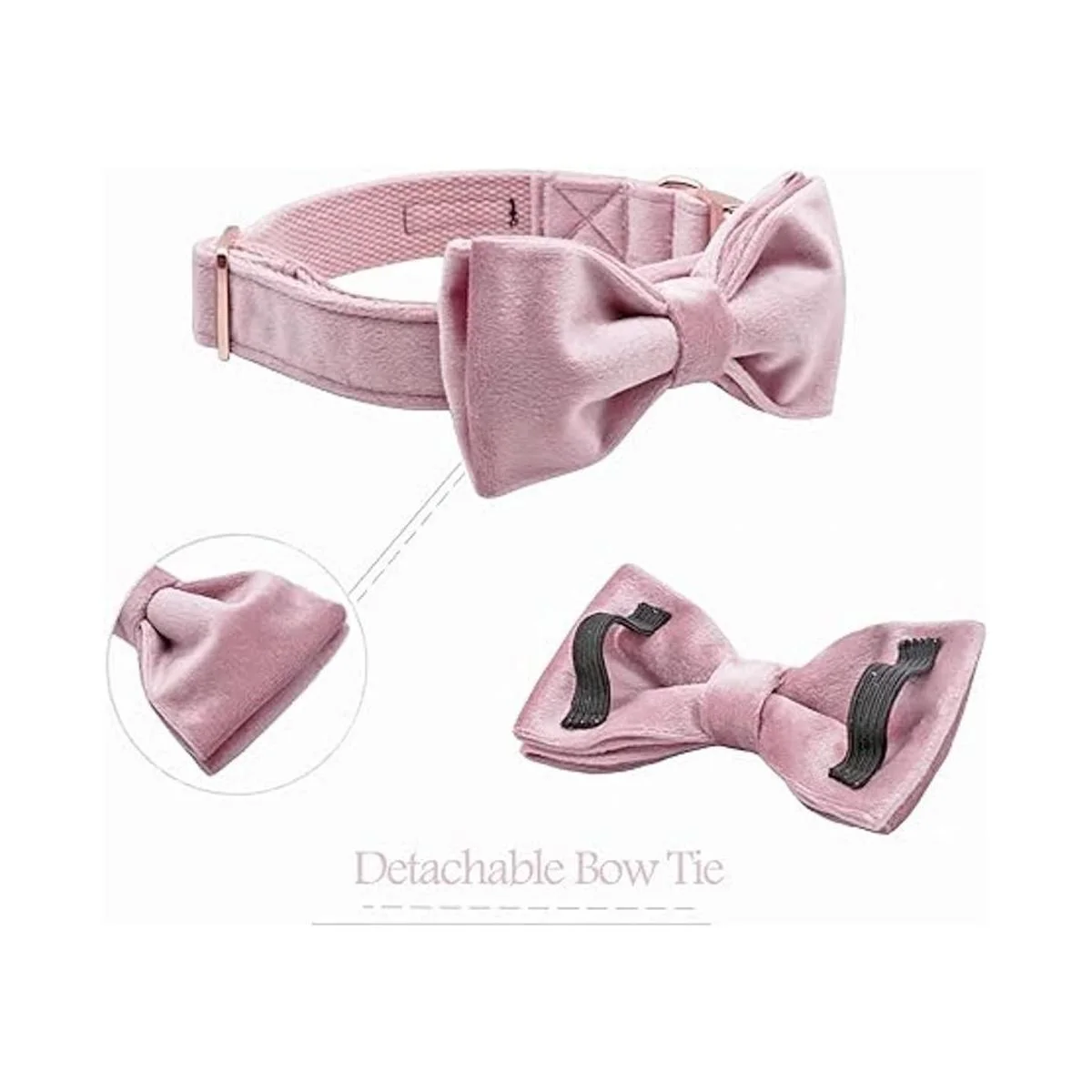 ARING PET Collares de terciopelo para perro con pajarita_3