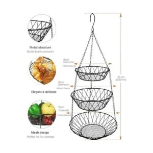 WILLIZTER Cesta colgante de 3 niveles con ganchos_6