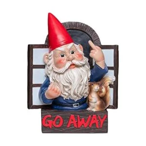 Go Away Estatua de gnomos de dedo medio extravagante_1