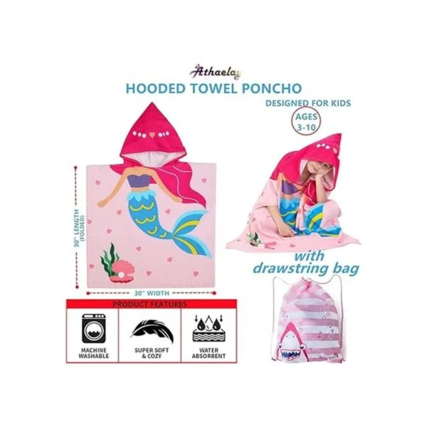 Athaelay Toallas de baño de microfibra suave para niños de_4