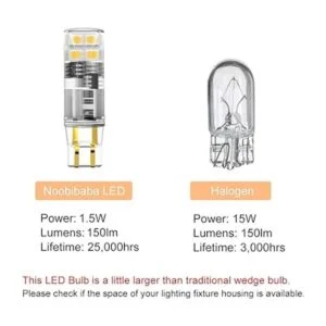Noobibaba Bombilla LED T5 con base de cuña de 12 V T5 T10_3