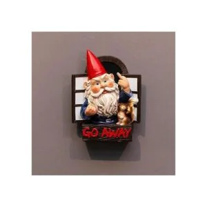 Go Away Estatua de gnomos de dedo medio extravagante_5