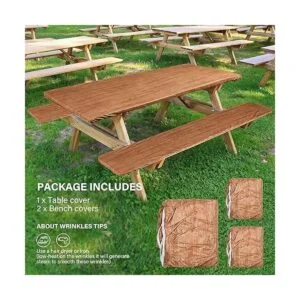 Mantel ajustable de vinilo de 3 piezas para mesa y banco_6