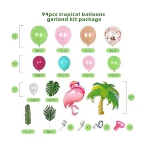 Juego de guirnalda de globos de flamenco tropical con_2