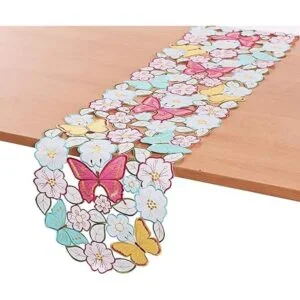 Camino de mesa con flores de primavera cutwork bordado_7