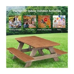 Mantel ajustable de vinilo de 3 piezas para mesa y banco_5