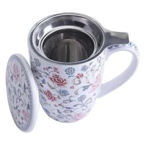 Bico Peony Garden Taza de té de porcelana de 12 onzas con_5