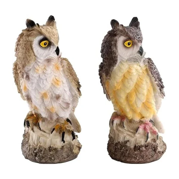 DEAYOU Paquete de 2 estatuas de búho con cuernos falsos_3